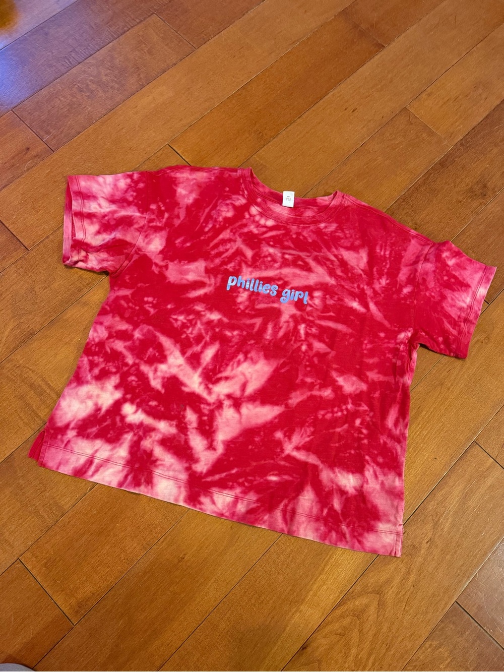 MLB Philadelphia Phillies Girl custom made Red Tie-Dye Short Sleeve Tee sz L